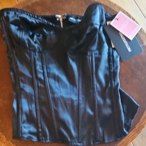 PrettyLittleThing Black Corset Top